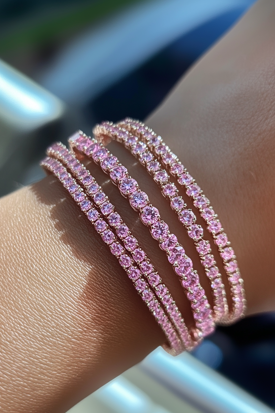 4-Prong Pink Diamonds Brilliant Cut Serve Bracelet